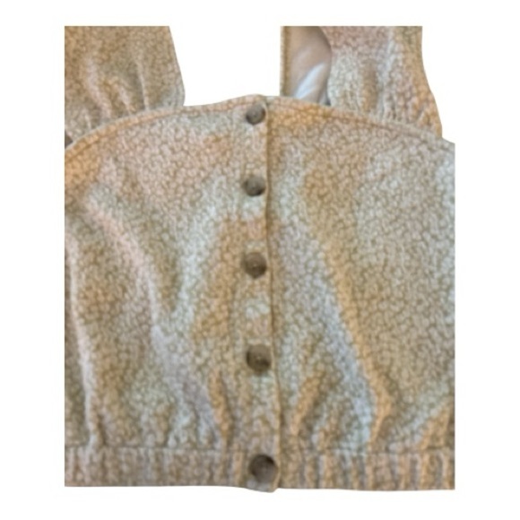 MADEWELL crop top size Medium, large square shoulders, light green, tan floral - Picture 3 of 7